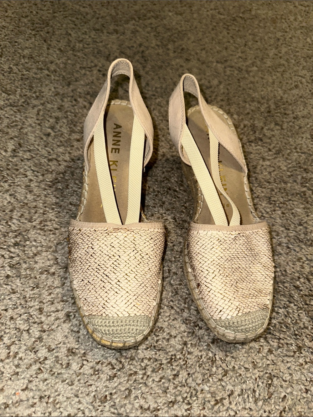 Anne Klein Neutral Woven Espadrille Slingback Flats